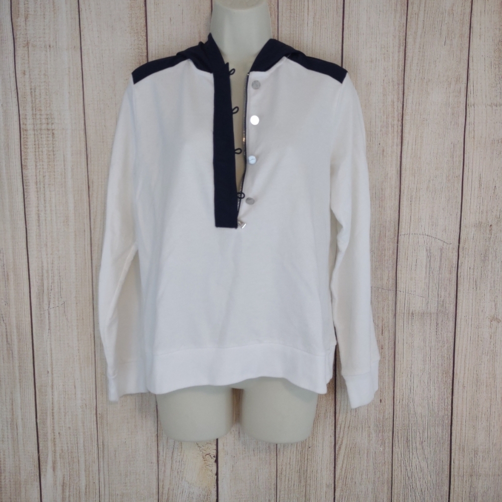 LRL Ralph Lauren white & navy blue pullover sweatshirt hoodie large - Picture 4 of 12